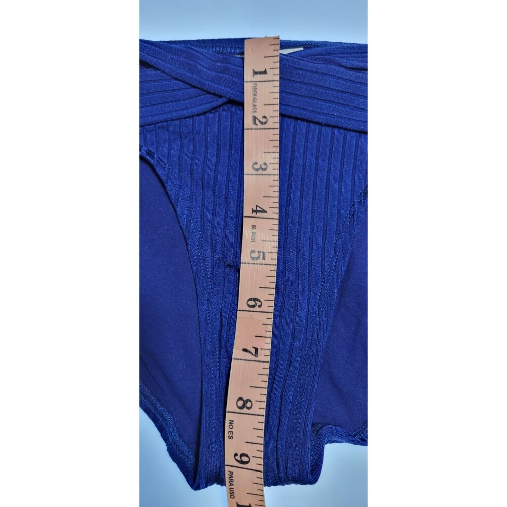 Robin Piccone Bikini Swim Top V-Neck Color Blue Bottom Mid Rise Solid Sz M # 23 - Picture 8 of 9